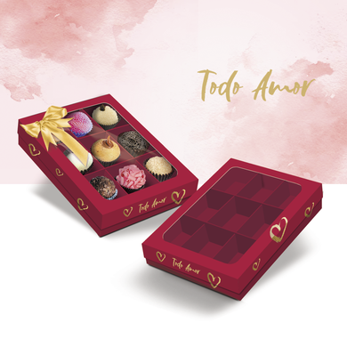 Caixa para 9 Doces com Visor com 10un - Coleção Todo Amor - Joy Pack