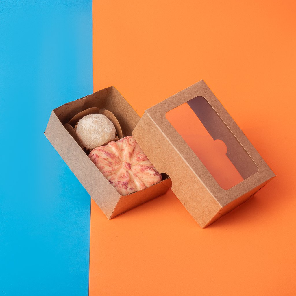 Caixa para 2 Doces com Visor com 10un - Coleção Kraft- Joy Pack