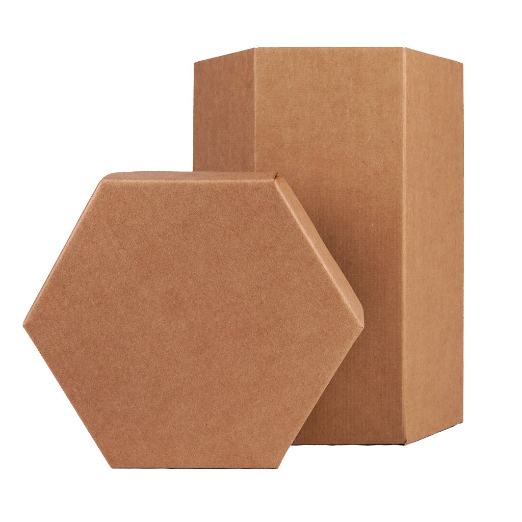Caixa Sextavada GG com 10un - Coleção Kraft - Joy Pack