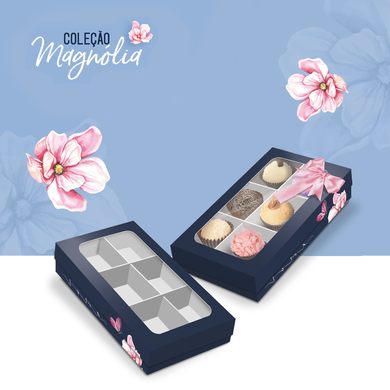 Caixa para 6 Doces com Visor com 10un - Coleção Magnólia - Joy Pack