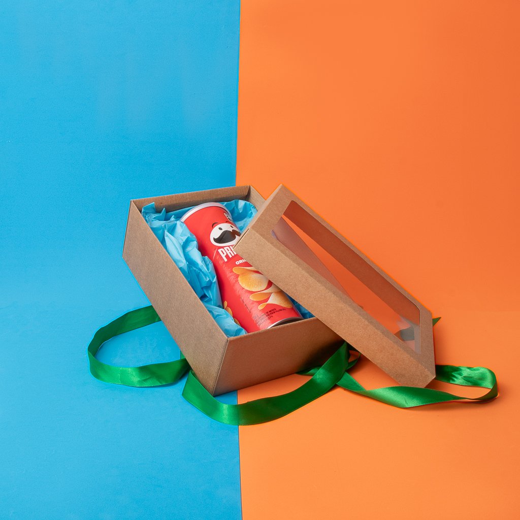 Caixa Retangular P com Visor com 10un - Coleção Kraft - Joy Pack