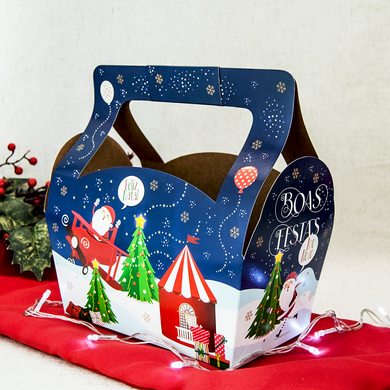 3036 cestinha de natal azul boas festas joy pack
