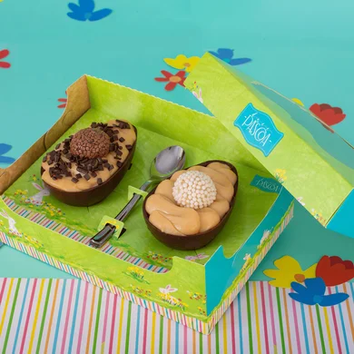 10639 caixa 2 ovos de colher com 25un doce pascoa joy pack