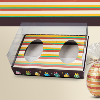 10712 caixa para 2 ovos de colher 100 150g com 10un colecao choco listras