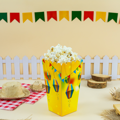 01 caixa especiarias com visor em acetato junino fogueira com 10un colecao junina joy pack